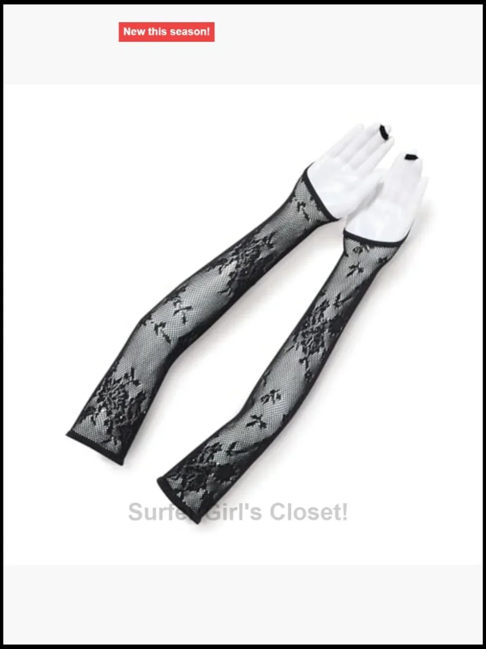 Floral Net Extra Long Gauntlet Arm Warmers with Finger Loop